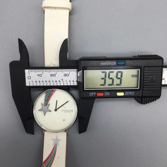 Coach Perry Womens Watch 36mm Leather Rainbow Star CA.120.7.14.1596 New Battery - Picture 14 of 15